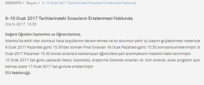 İşte Kar Sebebiyle Sınavları Ertelenen Üniversiteler