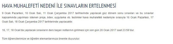 İşte Kar Sebebiyle Sınavları Ertelenen Üniversiteler