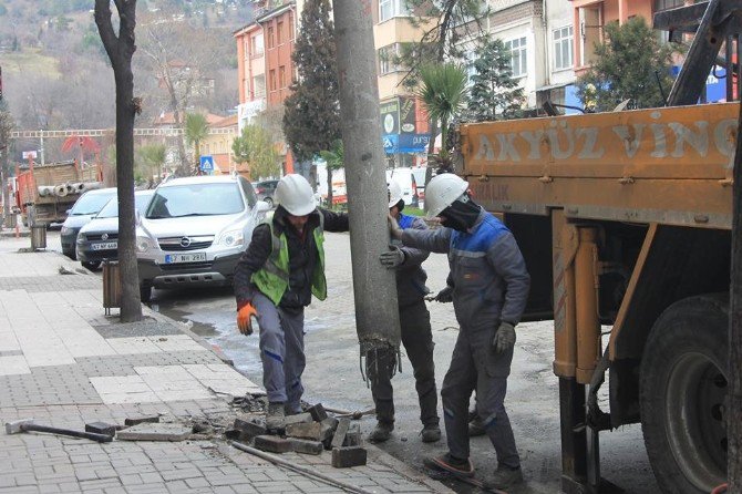 Devrek Belediyesi Beton Direkleri Söküyor