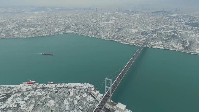 İstanbul’un Beyaz Örtüsü Havadan Görüntülendi