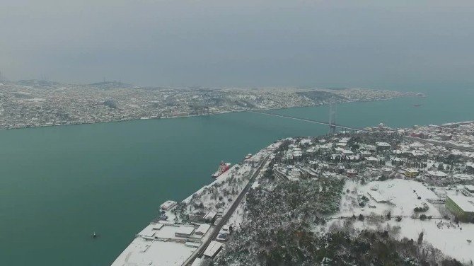 İstanbul’un Beyaz Örtüsü Havadan Görüntülendi