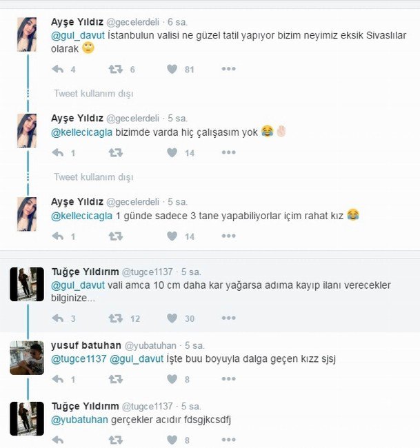 Öğrencilerden Vali Gül’e İlginç ’Kar Tatili’ Tweetleri