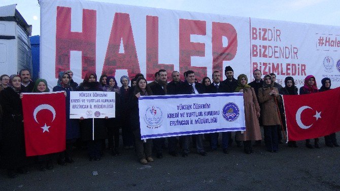 Erzincan Kyk’dan Halep’e 4 Tır Dolusu Yardım Malzemesi