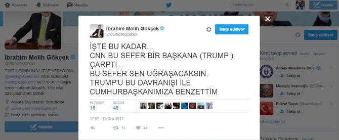 Melih Gökçek," Trump’u Cumhurbaşkanımıza Benzettim"