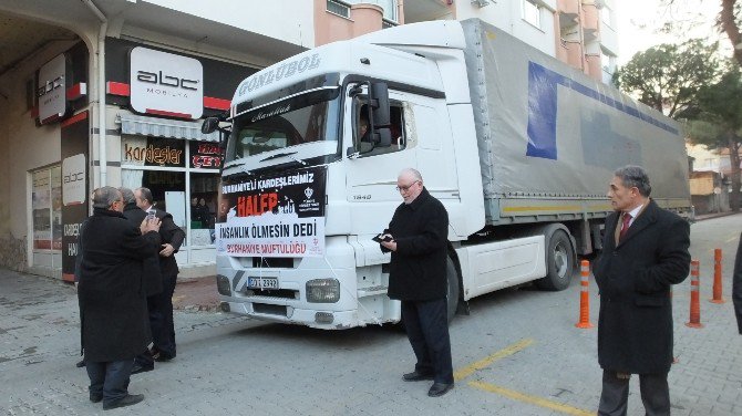 Burhaniye’de Halep’e Yardım Gönderildi