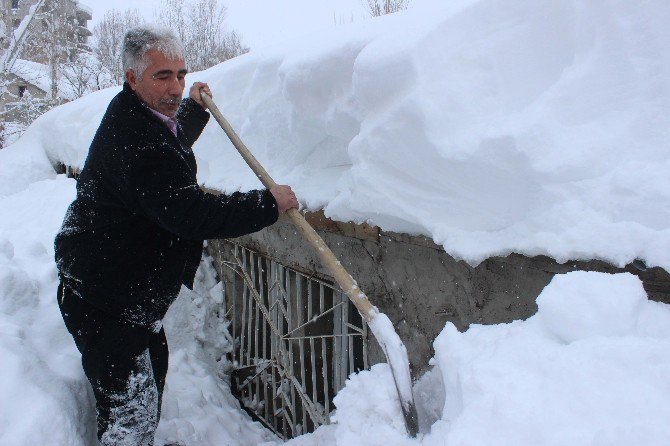 Muş’ta Tek Katlı Evler Kara Gömüldü