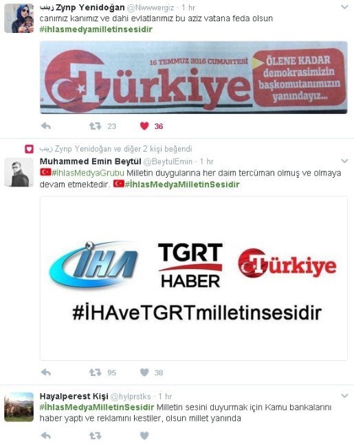 Vatandaşlardan İhlas Medya’ya ‘‘Hashtag’’ Desteği