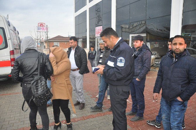 Kadın Sürücü, İcralık Otomobille İş Yerine Daldı