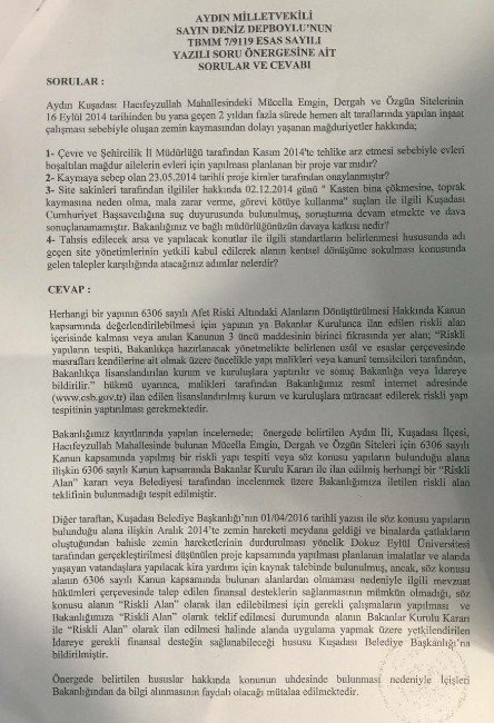 Deniz Depboylu’dan Kuşadası Toprak Kayması Açıklaması