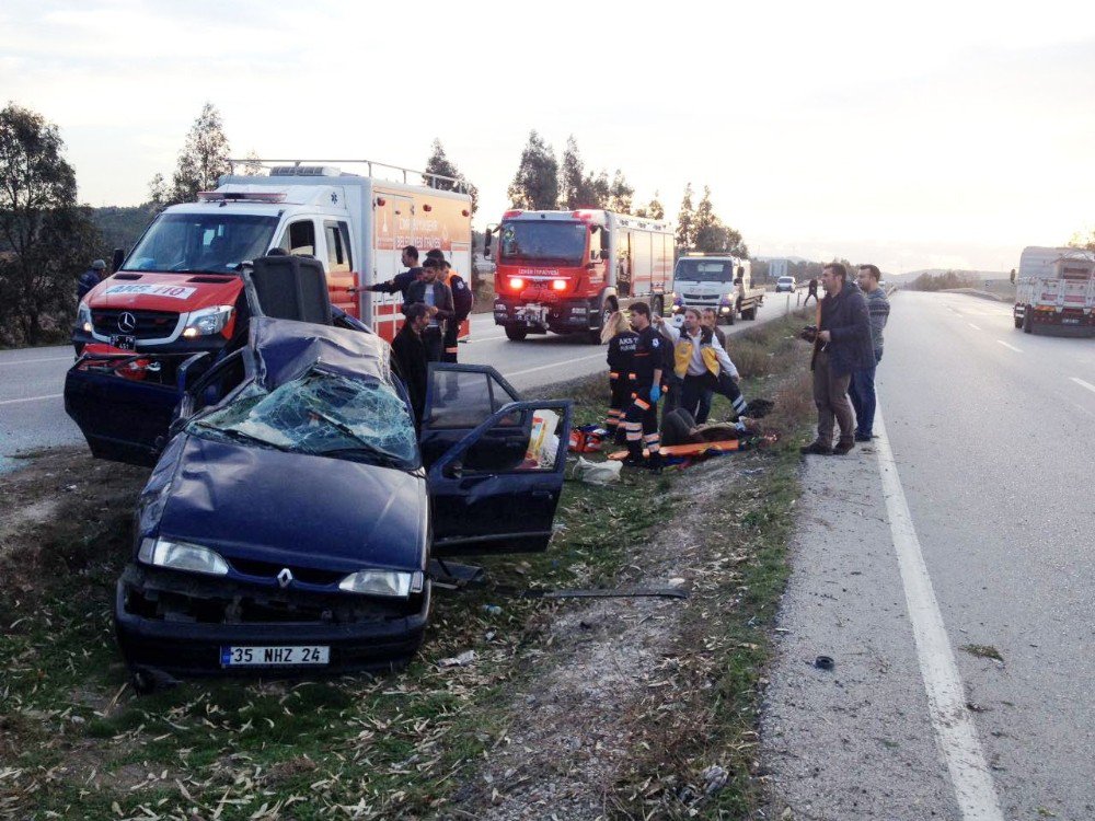 İzmir’de Otomobil Takla Attı :6 Yaralı