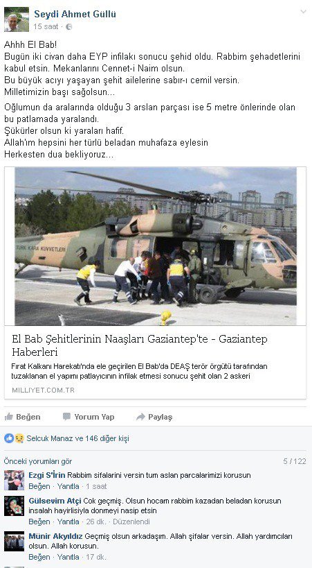 El Bab’ta Oğlu Yaralanan Doktor Babanın Yürek Yakan Paylaşımı