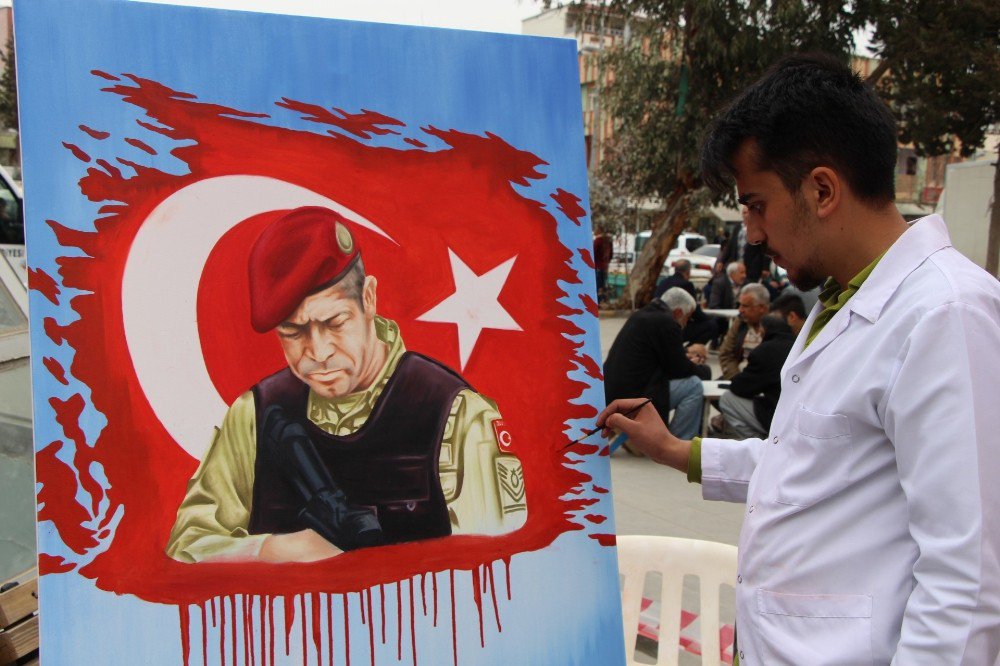 Annesinin Rüyasında Gördüğü Şehit Ömer Halisdemir’i Tuvale Çizdi