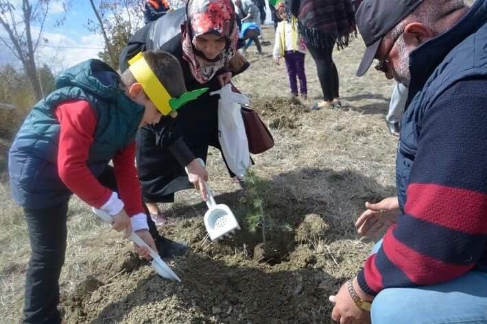 Sungurlu’da Minik Öğrenciler Fidan Dikti