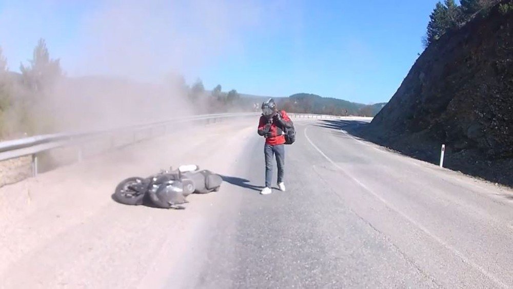 Kastamonu’da Motosiklet Kazası Kask Kamerasında