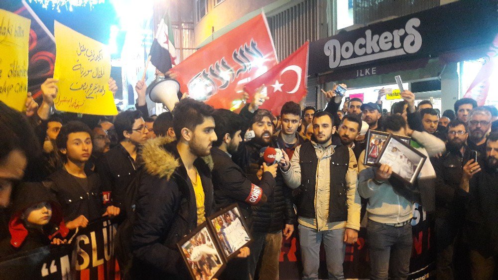 Beyoğlu’nda İdlib Protestosu