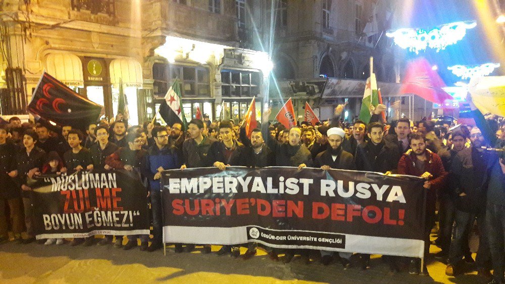 Beyoğlu’nda İdlib Protestosu