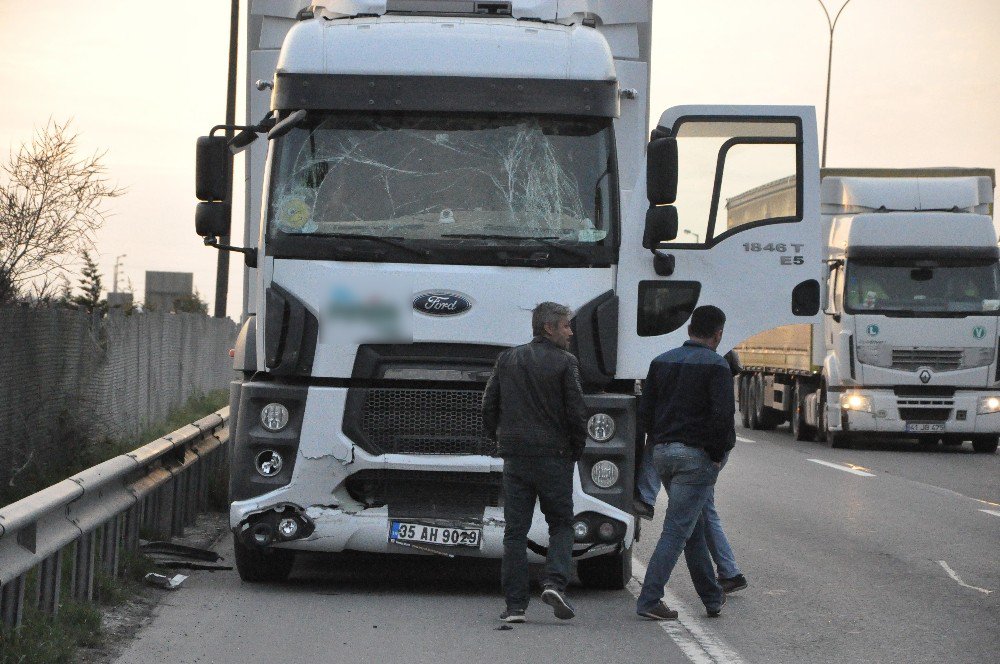 Tem Otoyolunda Tır, Minibüse Çarptı: 5 Yaralı