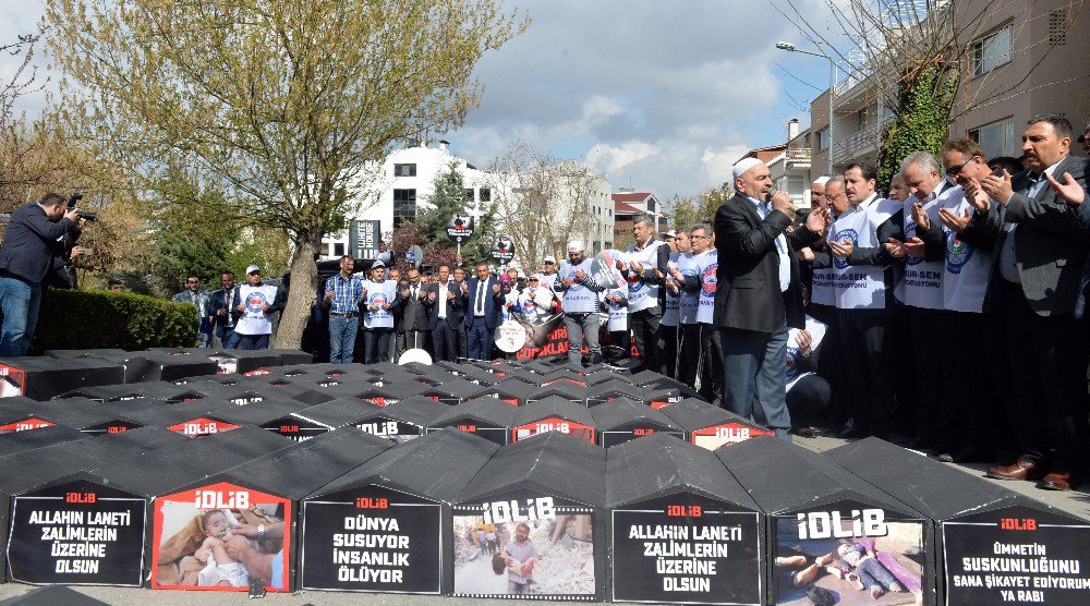 Memur-sen İran Ve Rusya Büyükelçiliği Önünde İdlib Katliamını Kınadı