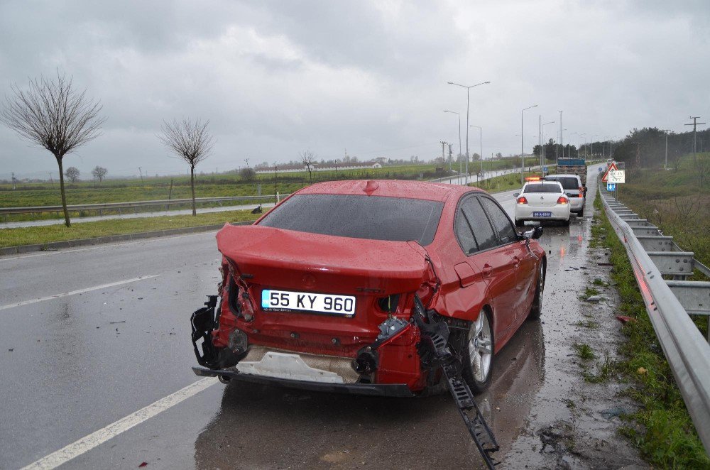 Karşı Şeride Geçen Otomobil Sürücüsü Ölümden Döndü