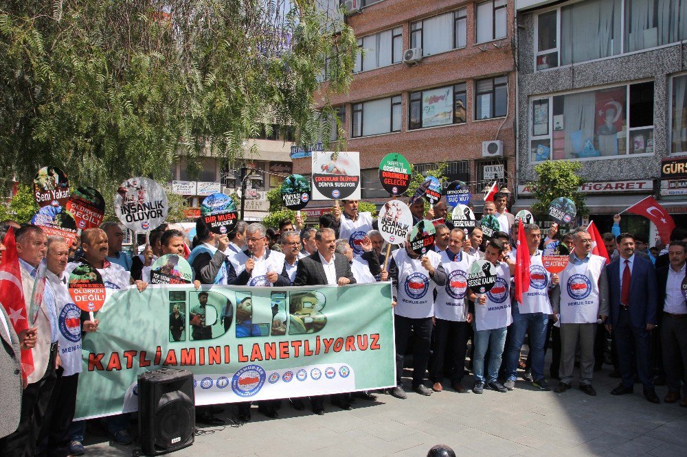 Hatay’da Memur-sen’den İdlib İçin Protesto