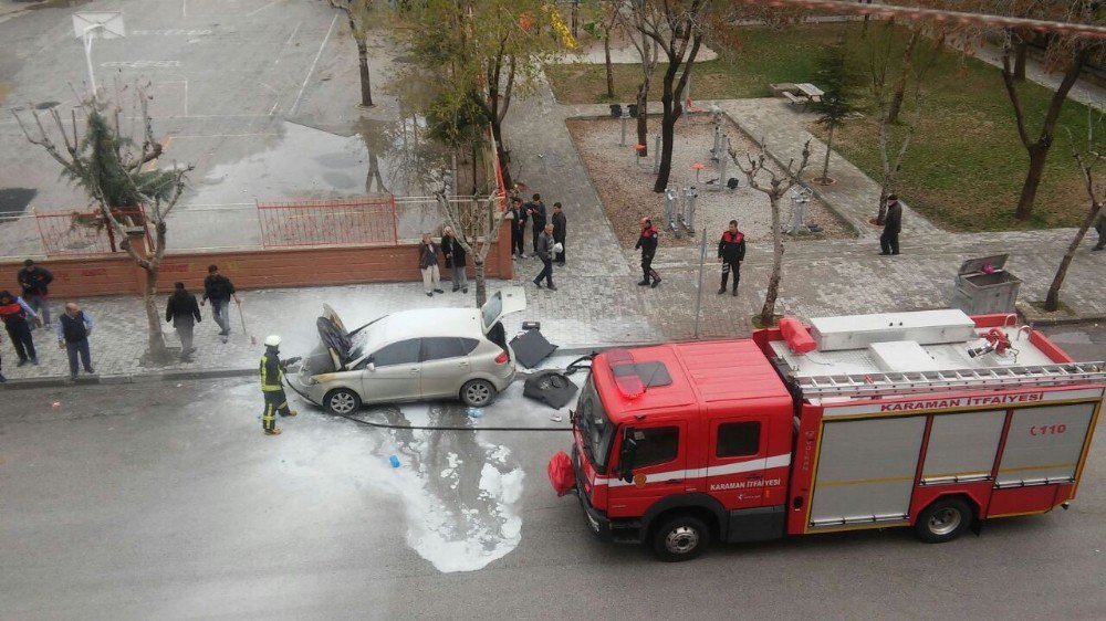 Karaman’da Otomobil Yangını