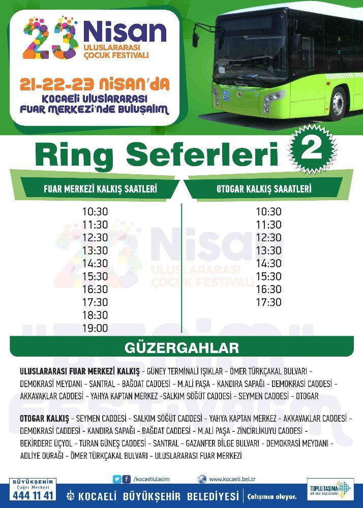 23 Nisan Uluslararası Çocuk Festivali İçin Ring Seferleri