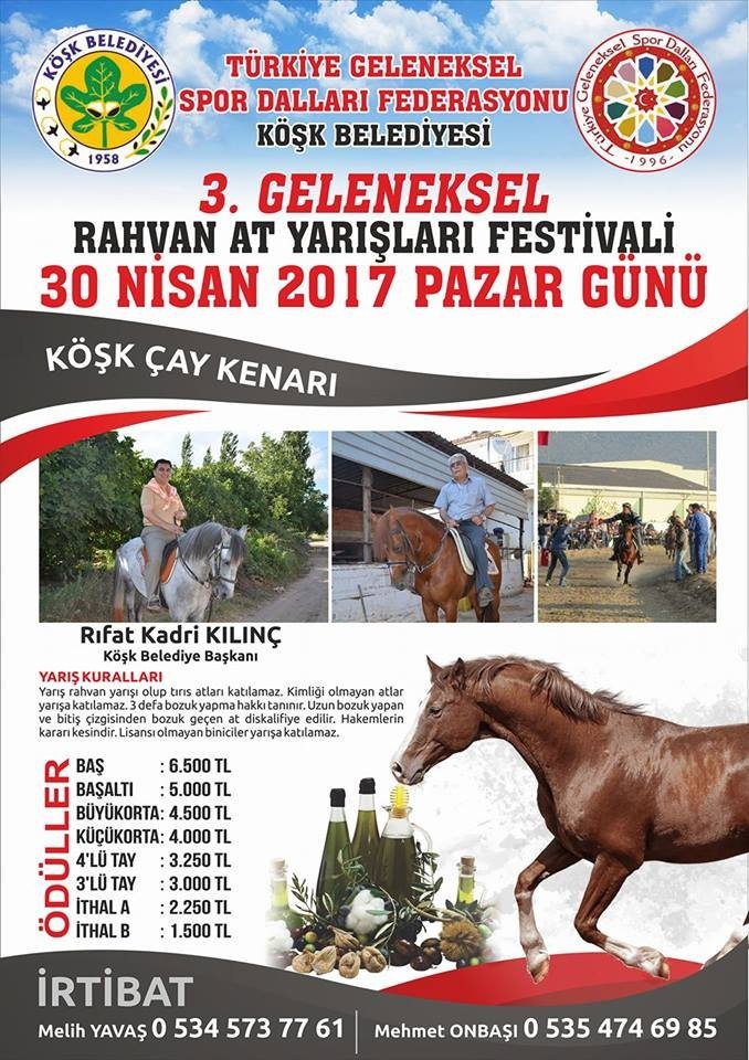 Köşk’te 3. Geleneksel Rahvan At Yarışları Yapılacak