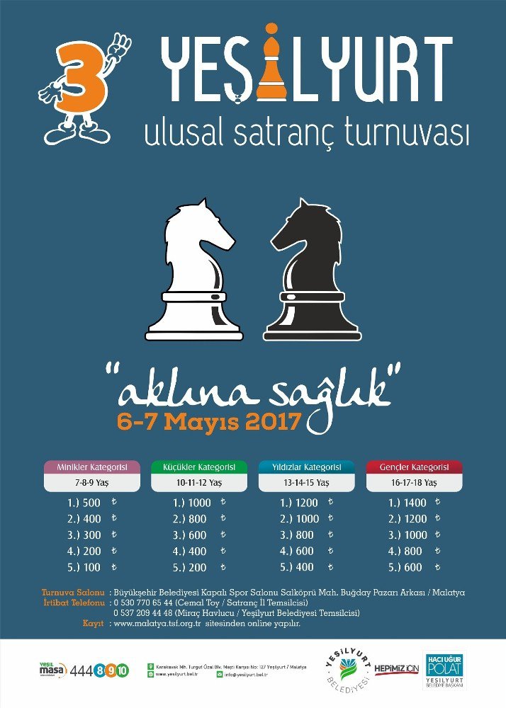 3.yeşilyurt Ulusal Satranç Şenliği 6-7 Mayıs’ta Düzenlenecek