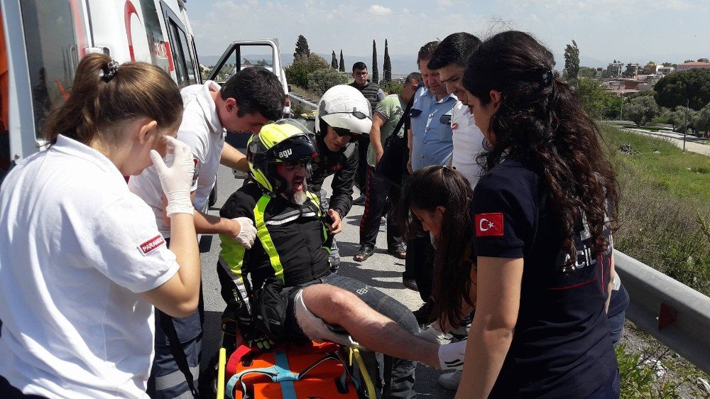 Söke’de Motosiklet Kazası Ucuz Atlatıldı