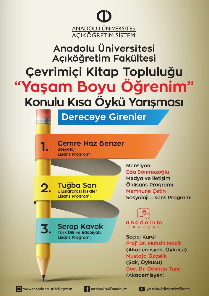 Açıköğretimde Kitap Topluluğu Öykü Yarışması Sonuçlandı