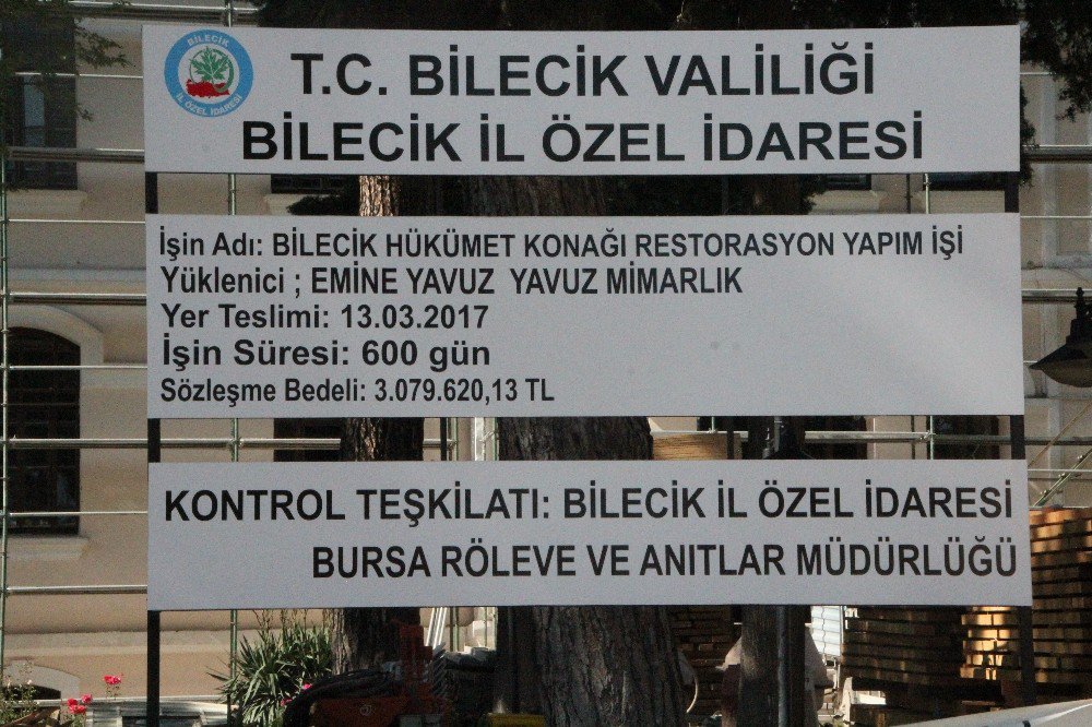 95 Yıllık Bilecik Valiliği Hizmet Binası Restore Ediliyor