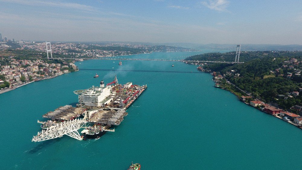 Türk Akımı İçin Gelen Dev Gemi Havadan Görüntülendi