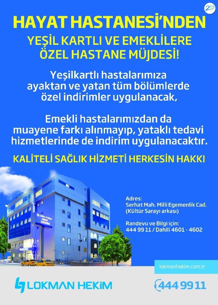 Hayat Hastanesinden Emekli Ve Yeşil Kartlılara Müjde