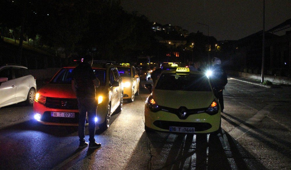 Merkez Taksicilerinden İlçe Taksicilerine Protesto