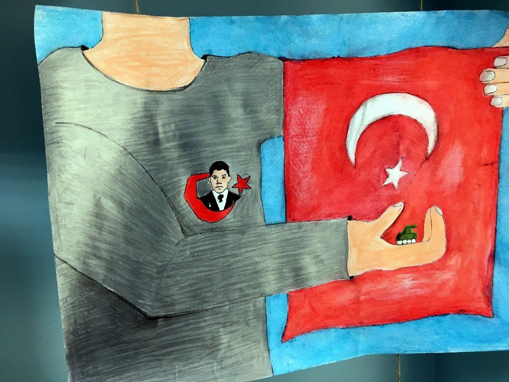 Yozgat’ta Öğrencilerden 15 Temmuz Resim Sergisi