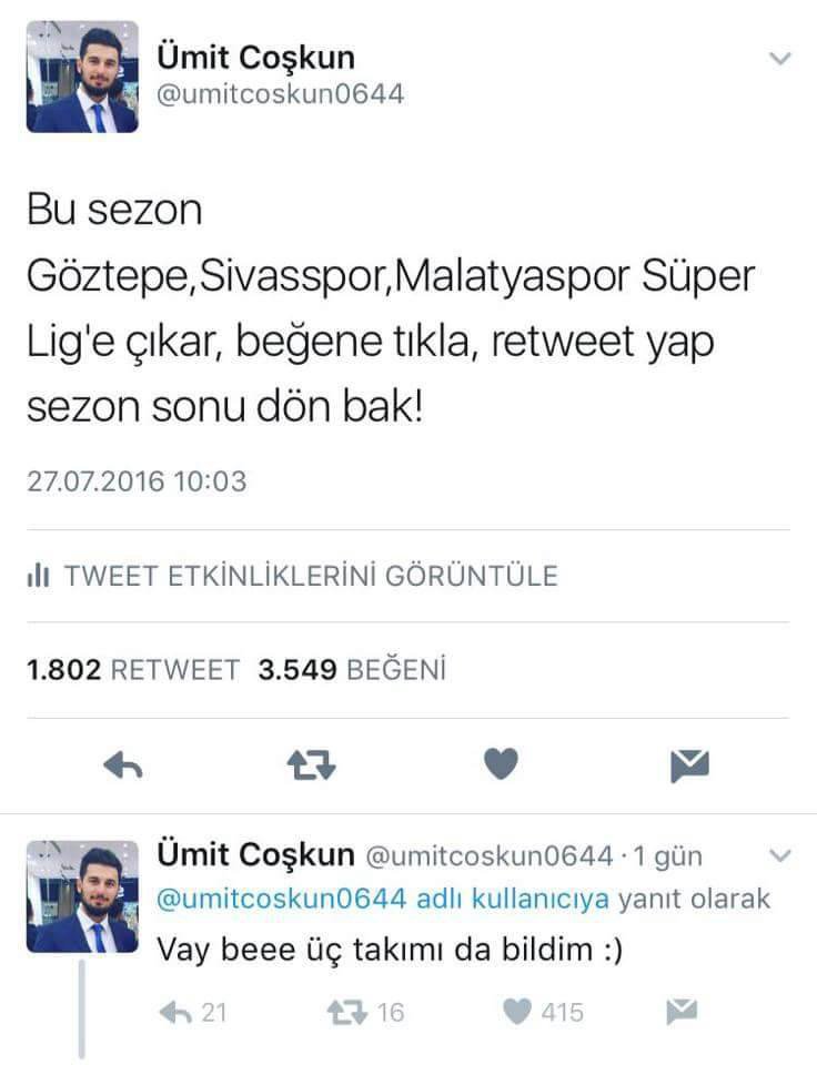 1 Yıl Önce Yazdı, 3 Takımı Da Bildi