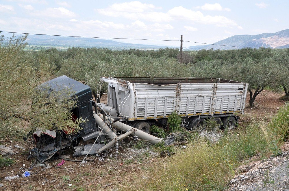 Şarampole Yuvarlanan Tır, Elektrik Direklerini Yıktı