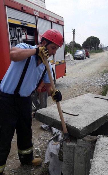 Kuyuya Düşen Kedinin İmdadına İtfaiye Yetişti