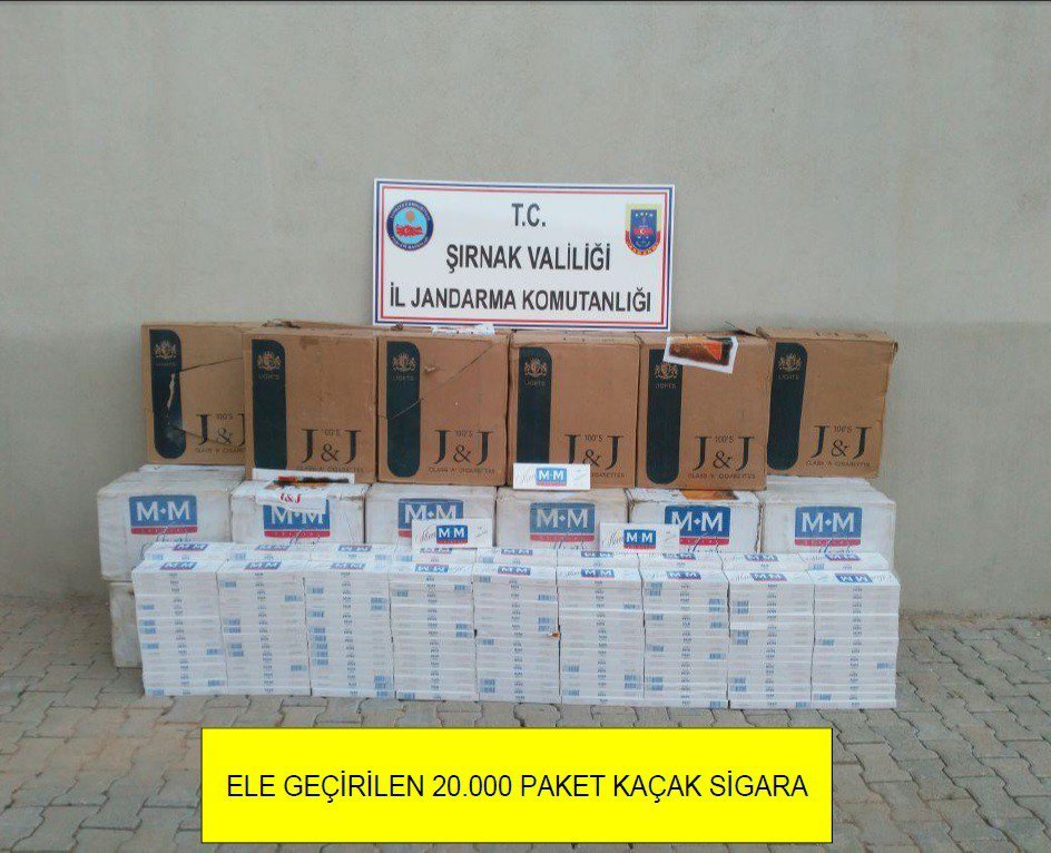 Şırnak’ta 20 Bin Paket Kaçak Sigara Ele Geçirildi