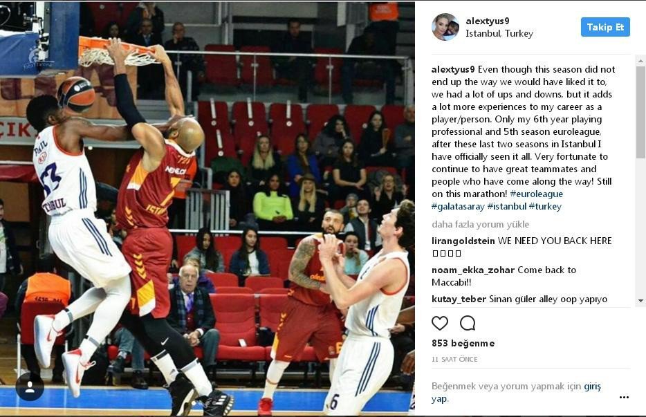 Alex Tyus, Galatasaray’a Veda Etti