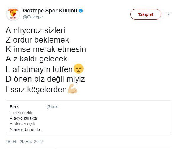 Göztepe’de “Aşık Atışması” Gibi Yazışma