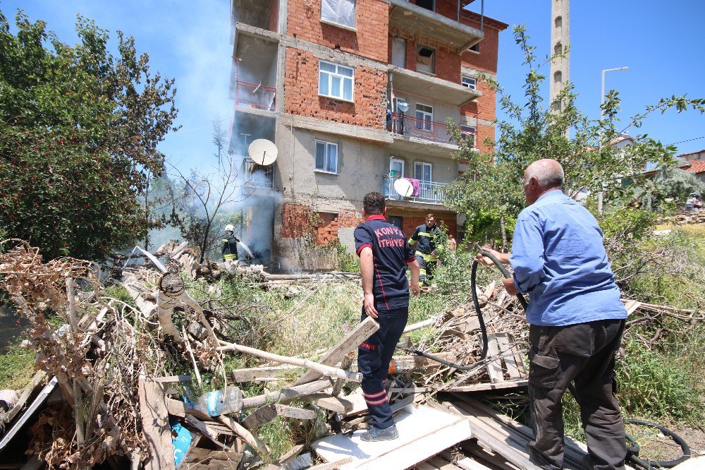 Beyşehir’deki Ev Yangını Büyümeden Söndürüldü