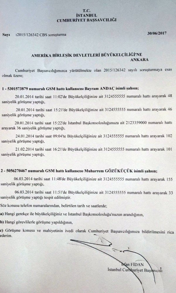 İstanbul Cumhuriyet Başsavcılığı’ndan Abd Büyükelçiliği’ne Yanıt