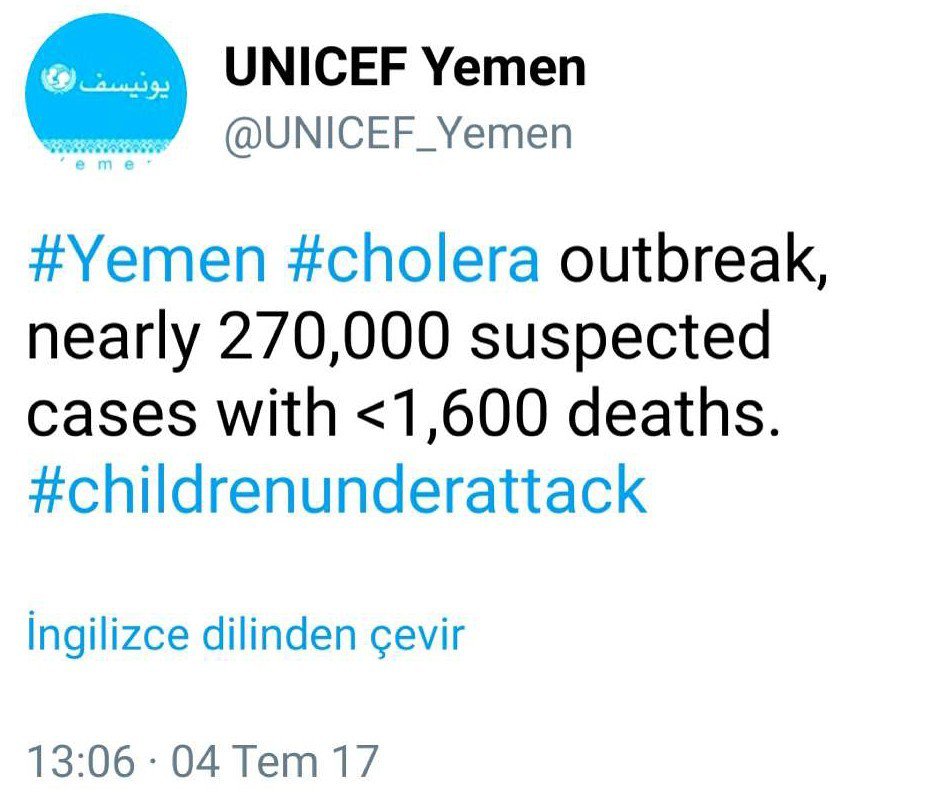 Yemen’de Bin 600 Kişi Koleradan Hayatını Kaybetti