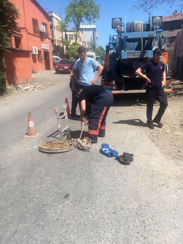 Eyüp Belediyesi Veteriner İşleri Müdürlüğü Ekipleri Kanala Düşen Yavru Köpeği Kurtardı