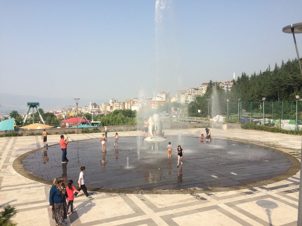 Sıcaktan Bunalan Çocuklar Süs Havuzuna Koştu