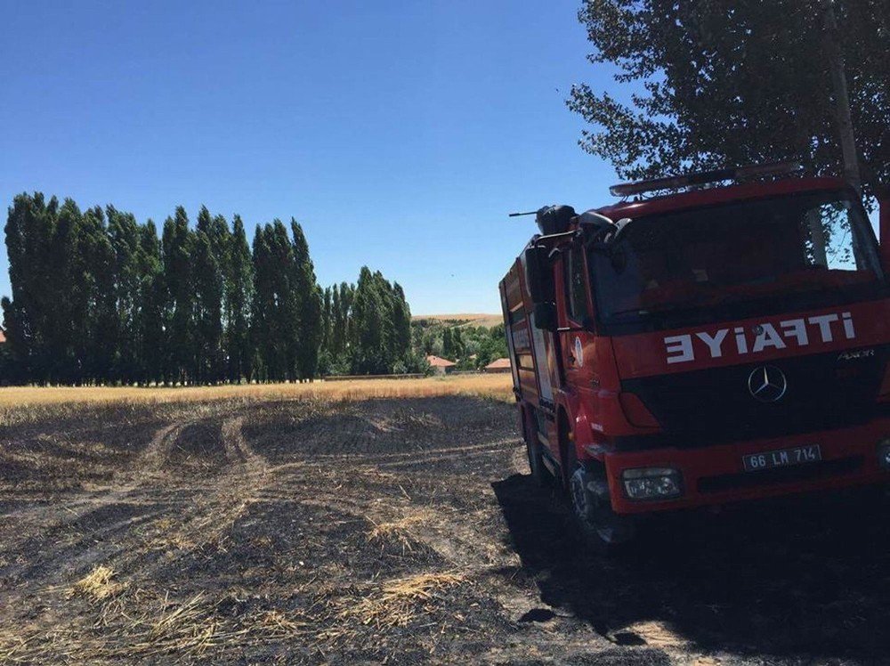 Sorgun’da Ekili Tarım Arazisinde Yangın Çıktı