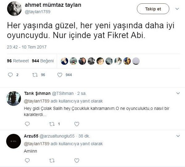 Sanat Dünyasından Fikret Hakan İçin Taziye Mesajları