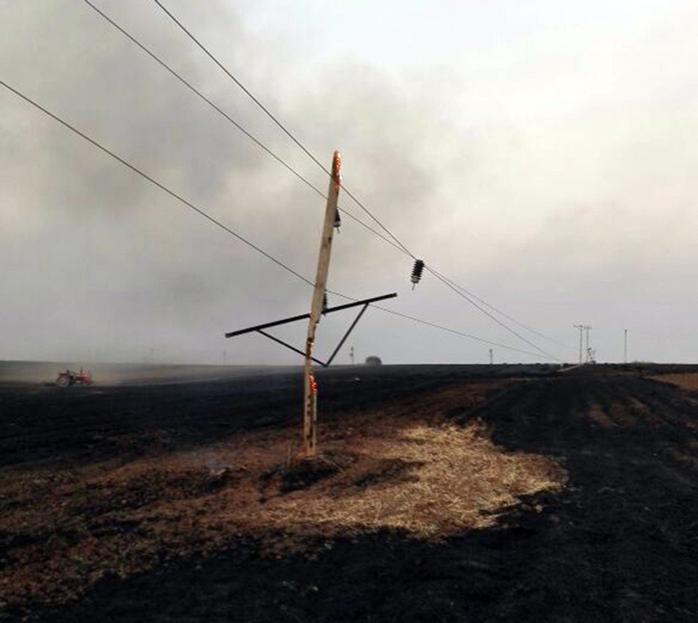 Anız Yangınında 76 Elektrik Direği Yandı