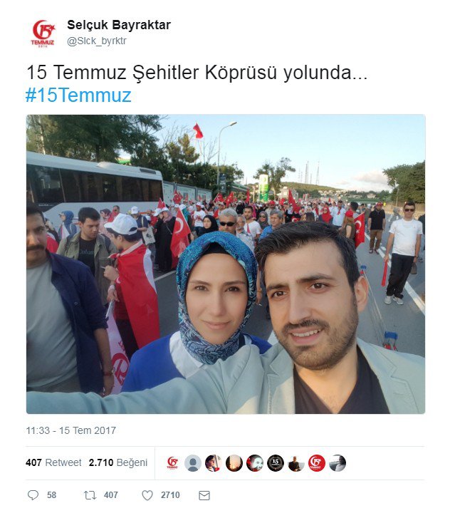 Cumhurbaşkanı Erdoğan’ın Kızı Sümeyye Bayraktar’dan 15 Temmuz Fotoğrafı